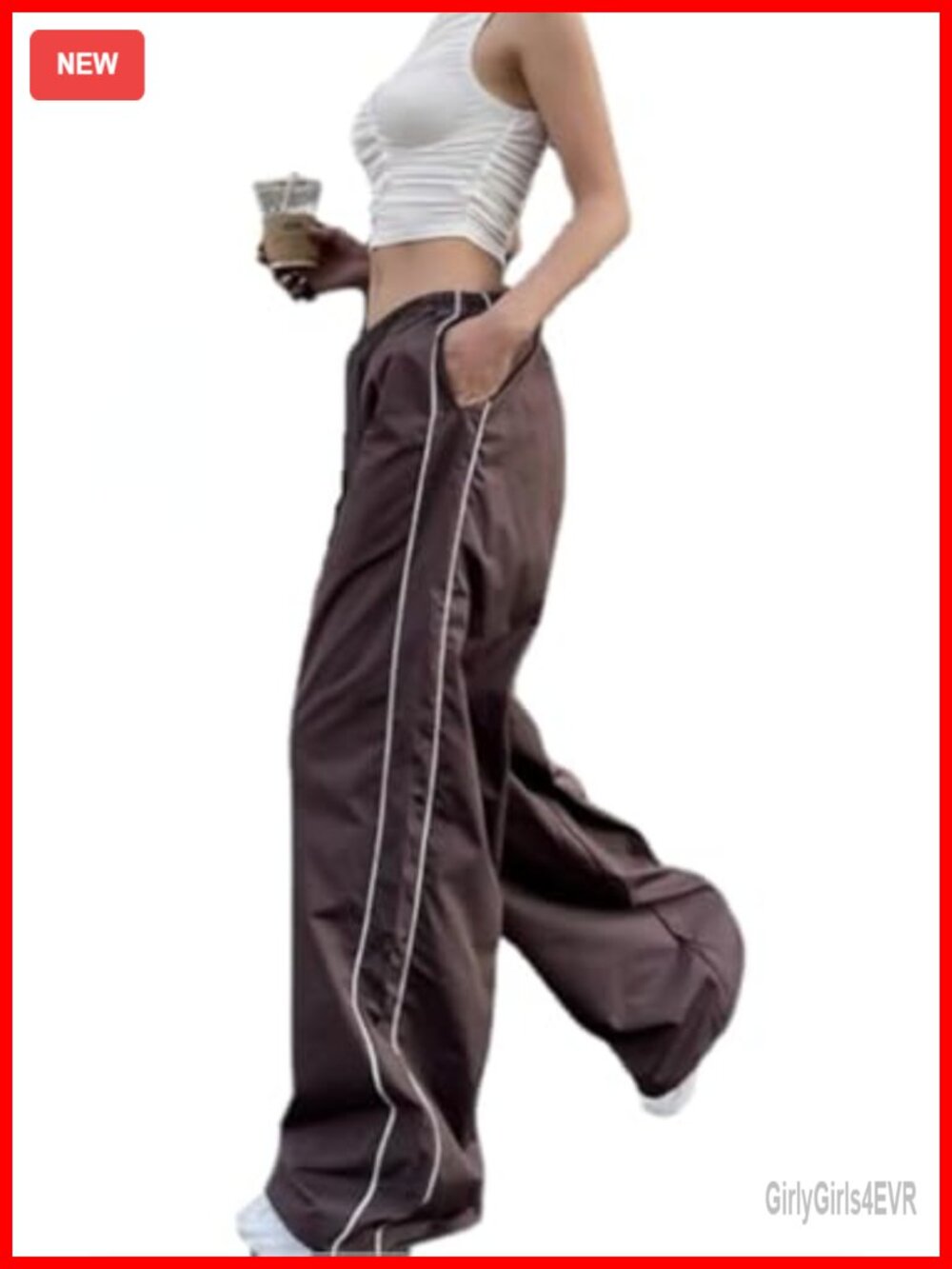 Baggy Y2K Parachute Pants High Rise Wide Leg Drawstring